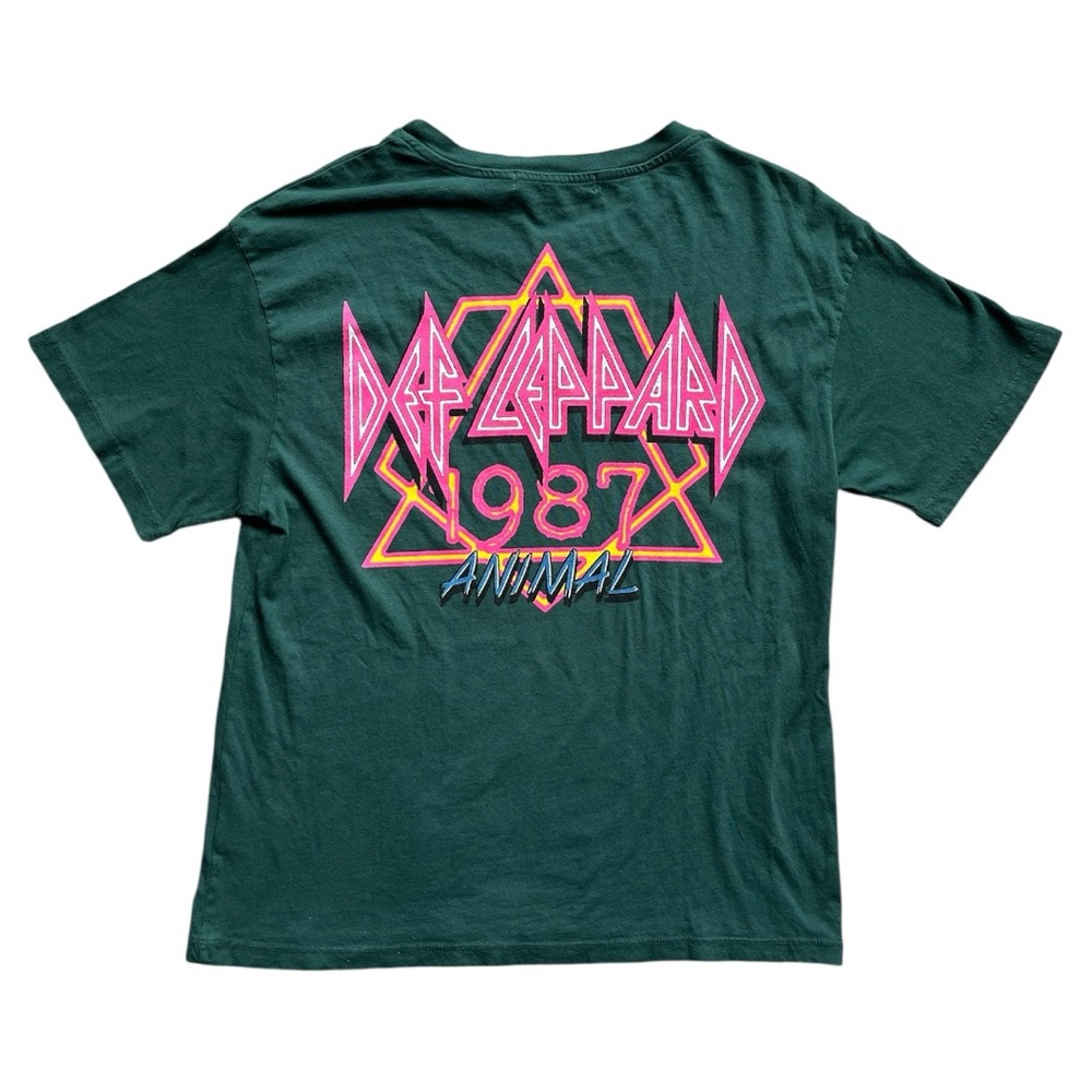 Letluv Def Leppard 1987 Graphic Tee Anthropologie Green Women's XS Made in USA - Picture 4 of 10